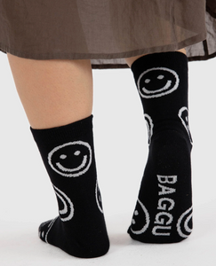 BAGGU Crew Socks Black Happy