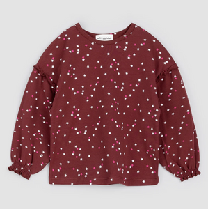 Miles the Label Confetti Print Top Burgundy