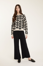 Load image into Gallery viewer, Pistache Daisy Knit Sweater Black/Beige Flowers
