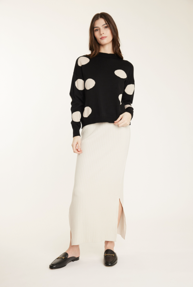 Pistache Dotted Knit Sweater Black/Beige Dots