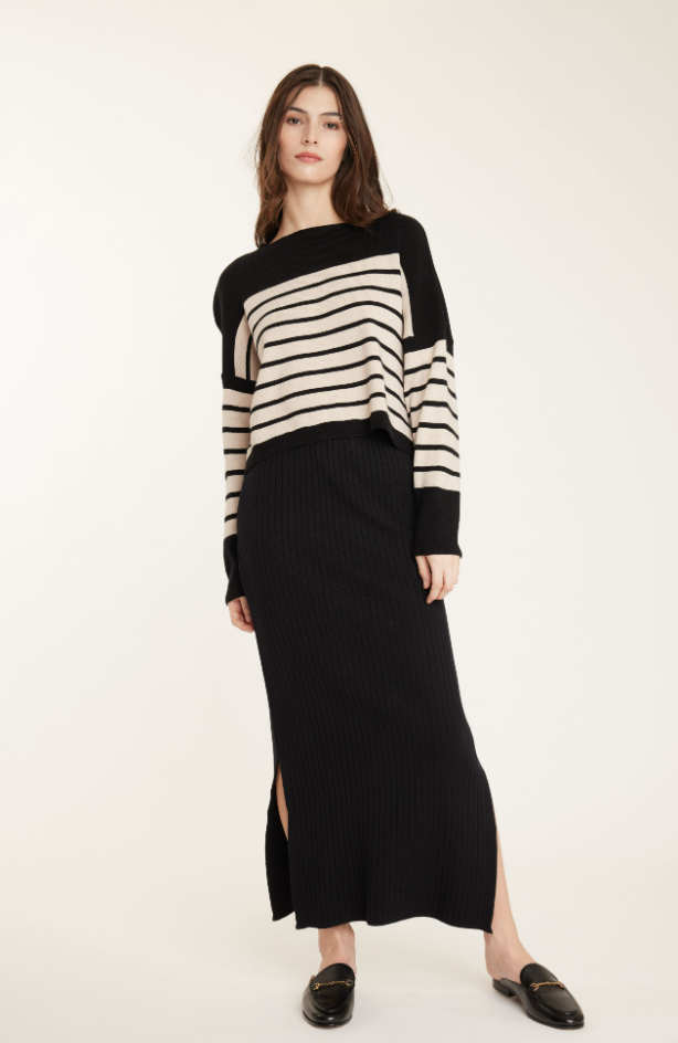 Pistache Marine Knit Sweater Black/Beige Stripes