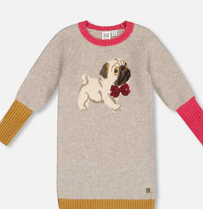 Deux Par Deux Pug Sweater Dress and Tights