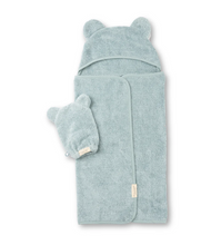 Load image into Gallery viewer, Bella Tunno Hooded Towel and Wash Mitt Fog
