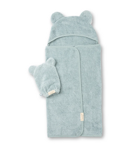 Bella Tunno Hooded Towel and Wash Mitt Fog