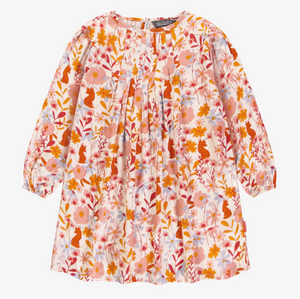 Souris Mini Fox Print Floral Dress and Tights