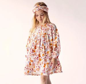 Souris Mini Fox Print Floral Dress and Tights