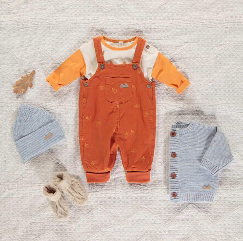 Souris Mini Fox Print Tee and Corduroy Overall