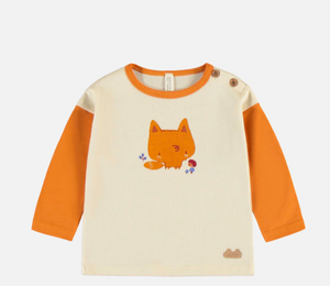 Souris Mini Fox Print Tee and Corduroy Overall