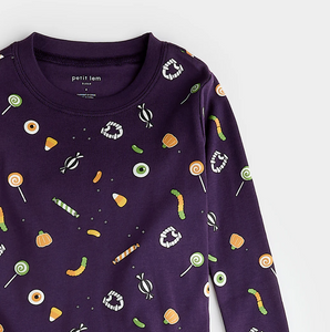 Petit Lem Trick-or-Treat Print Pyjamas Deep Purple