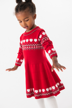 Load image into Gallery viewer, Boboli Fairisle Red Sweaterknit Dress and Tights
