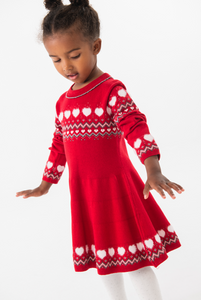 Boboli Fairisle Red Sweaterknit Dress and Tights