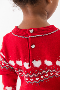 Boboli Fairisle Red Sweaterknit Dress and Tights