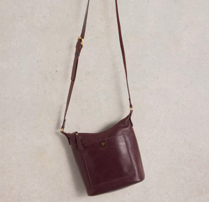 White Stuff UK Mini Fern Leather Crossbody Dark Plum