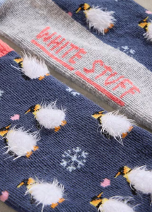 White Stuff UK Fluffy Penguin Ankle Sock Navy Multi