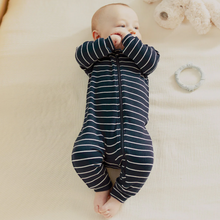 Load image into Gallery viewer, Petit Lem Modal Rib Playsuit Navy Stripe
