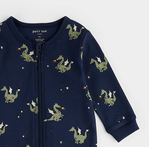 Petit Lem Fire Breathing Dragon Print Sleeper