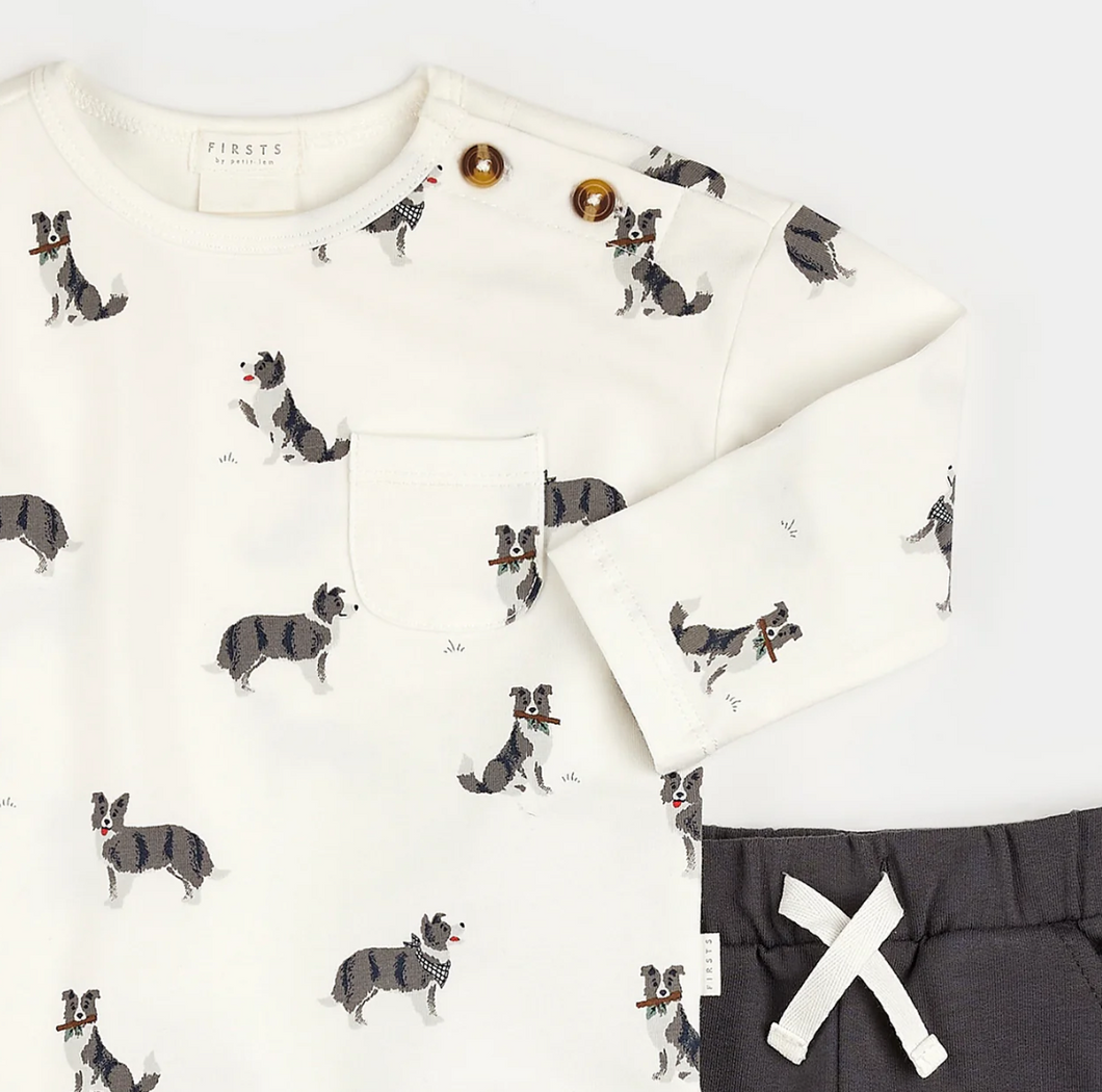 Petit Lem Australian Shepherd Print Tee and Pant