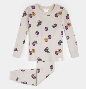 Petit Lem Plums Print on Creme Baby Pyjamas