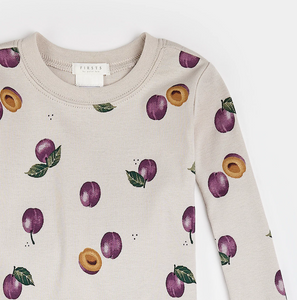 Petit Lem Plums Print on Creme Baby Pyjamas