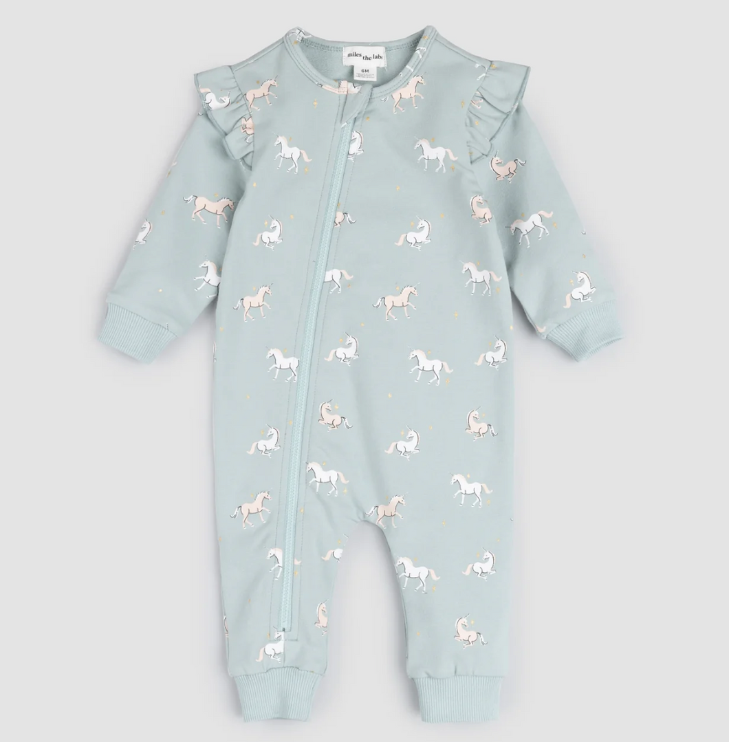 Miles the Label Unicorn Print Playsuit Cloud Blue