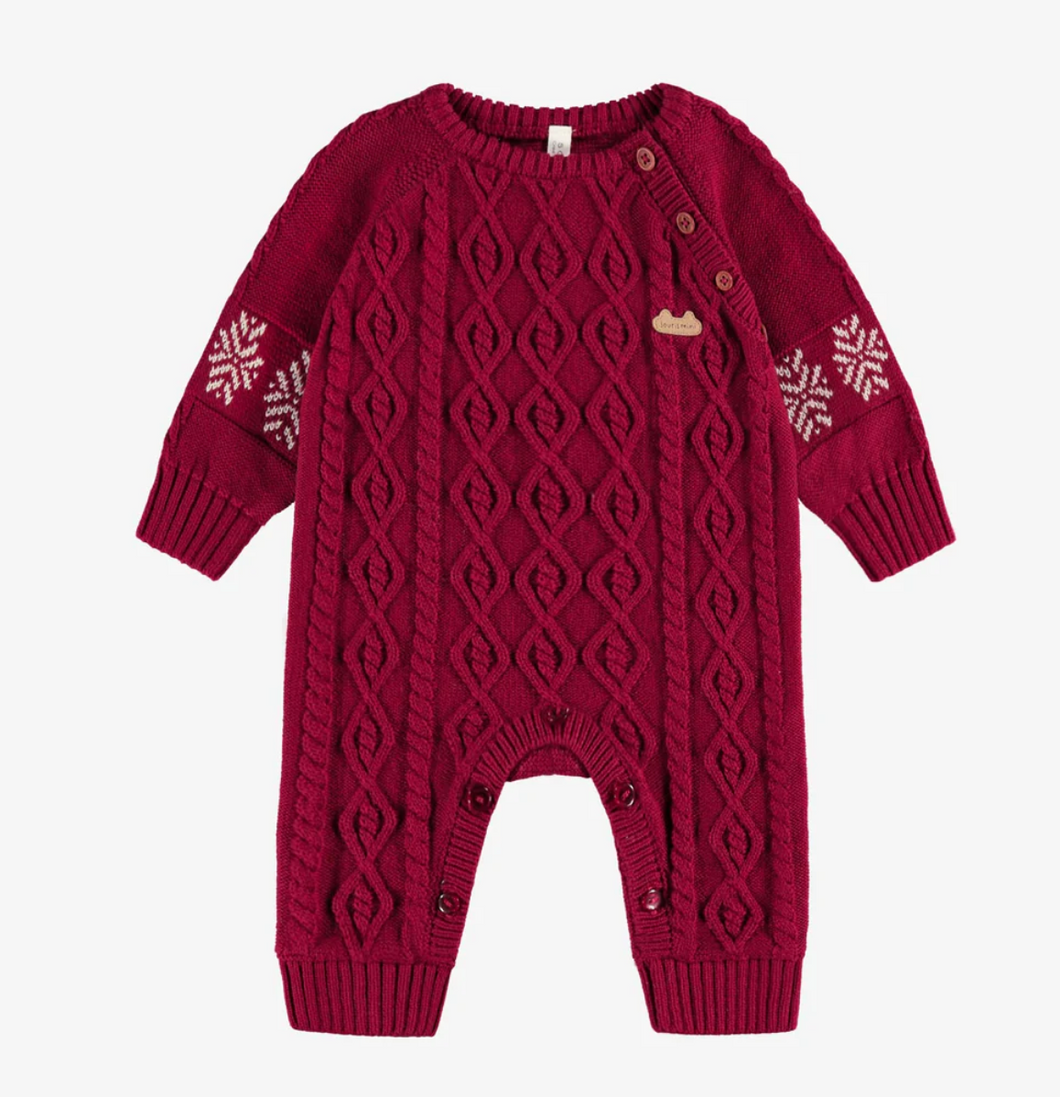 Souris Mini Red Twist Knit Playsuit