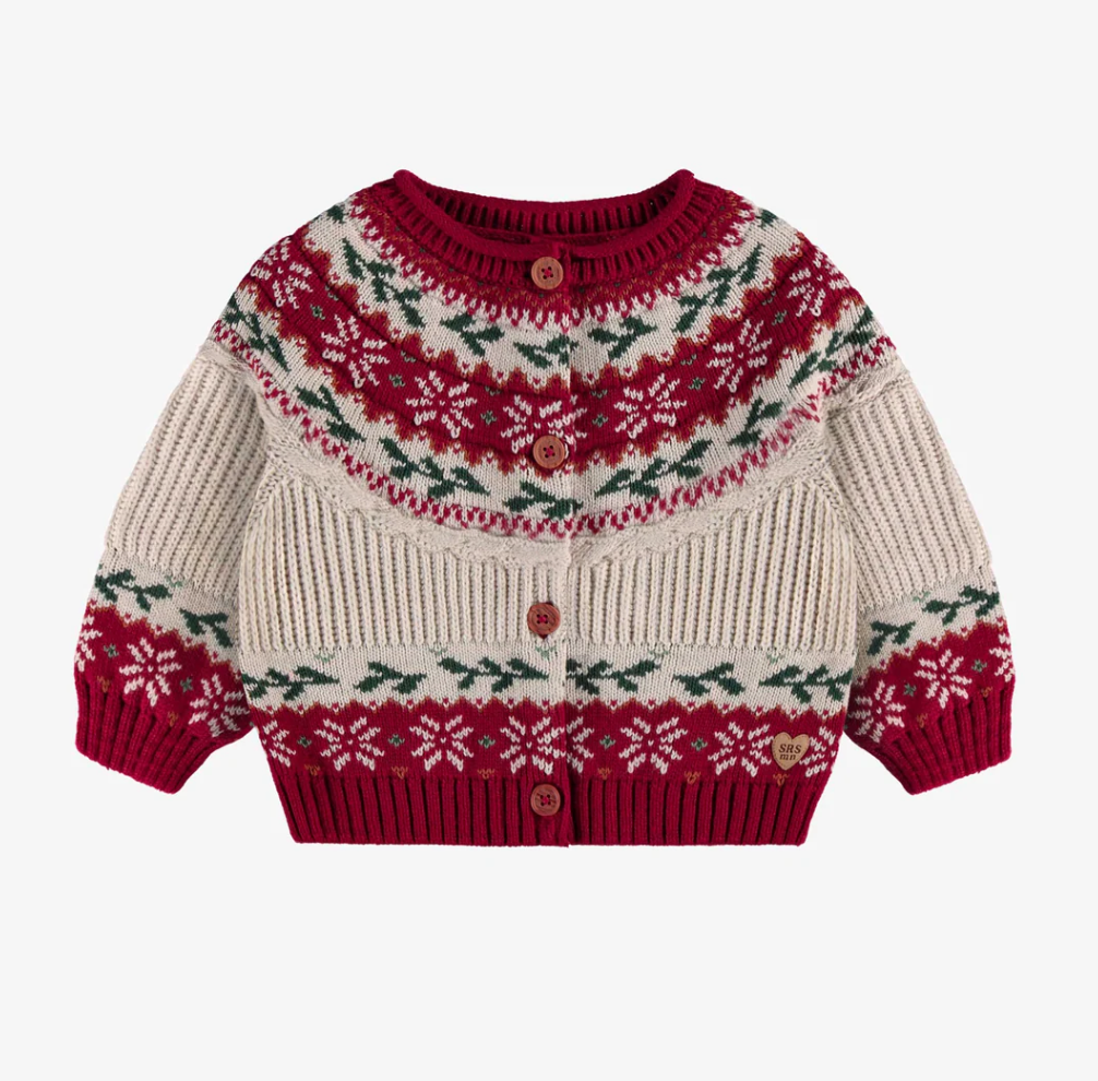 Souris Mini Red Jacquard Cardigan