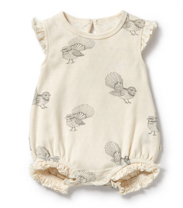 Wilson and Frenchy Little Fantail Organic Pointelle Ruffle Playsuit