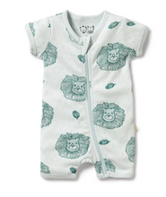 Load image into Gallery viewer, Wilson and Frenchy Little Lion Organic Pointelle Shortie Playsuit
