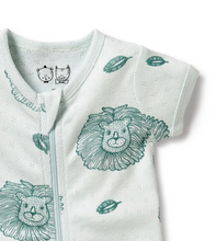 Load image into Gallery viewer, Wilson and Frenchy Little Lion Organic Pointelle Shortie Playsuit
