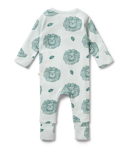 Wilson and Frenchy Little Lion Organic Pointelle Zip Playsuit