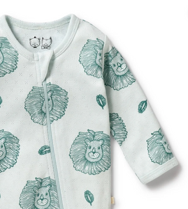 Wilson and Frenchy Little Lion Organic Pointelle Zip Playsuit