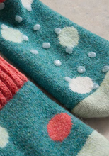 Load image into Gallery viewer, White Stuff UK Dotty Loopback Sock Teal Multi
