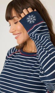 PJ Salvage Snowflake Kisses Midnight Stripe