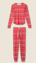 Load image into Gallery viewer, PJ Salvage Snowflake Kisses PJ Set Red Fairisle
