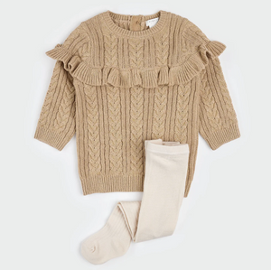 Petit Lem Ruffle Sweater Dress and Tights