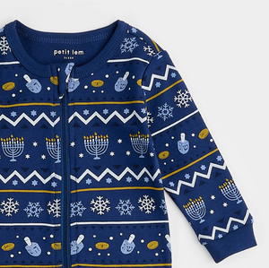 Petit Lem Hanukkah Fair Isle Print Sleeper