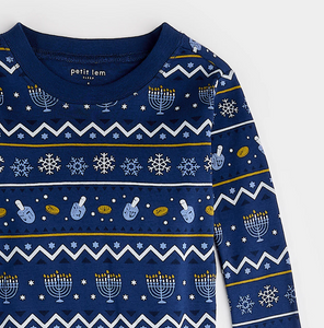 Petit Lem Hanukkah Fair Isle Print Pyjamas