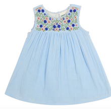 Load image into Gallery viewer, Poppet and Fox Embroidered Sleeveless Summer Blue Dress
