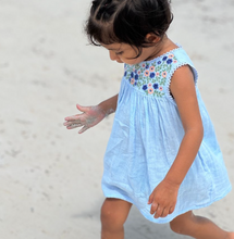 Load image into Gallery viewer, Poppet and Fox Embroidered Sleeveless Summer Blue Dress
