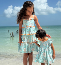 Load image into Gallery viewer, Poppet and Fox Strappy Turquoise Tier Sun Dress
