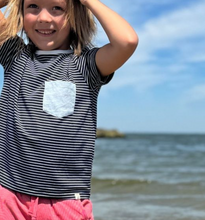 Load image into Gallery viewer, Me and Henry Fowey Pocket Tee Navy/White Stripe
