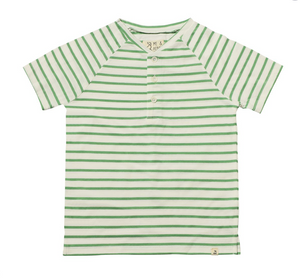 Me and Henry Frigat Raglan Henley Tee Green/White Stripe