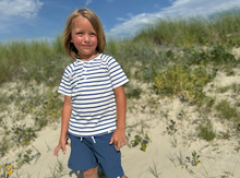 Load image into Gallery viewer, Me and Henry Frigat Raglan Henley Tee Royal/White Stripe
