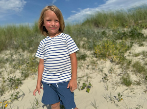 Me and Henry Frigat Raglan Henley Tee Royal/White Stripe