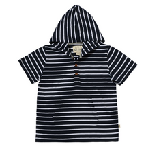 Load image into Gallery viewer, Me and Henry Sennen Hooded Henley Tee Navy/White
