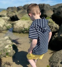 Load image into Gallery viewer, Me and Henry Sennen Hooded Henley Tee Navy/White
