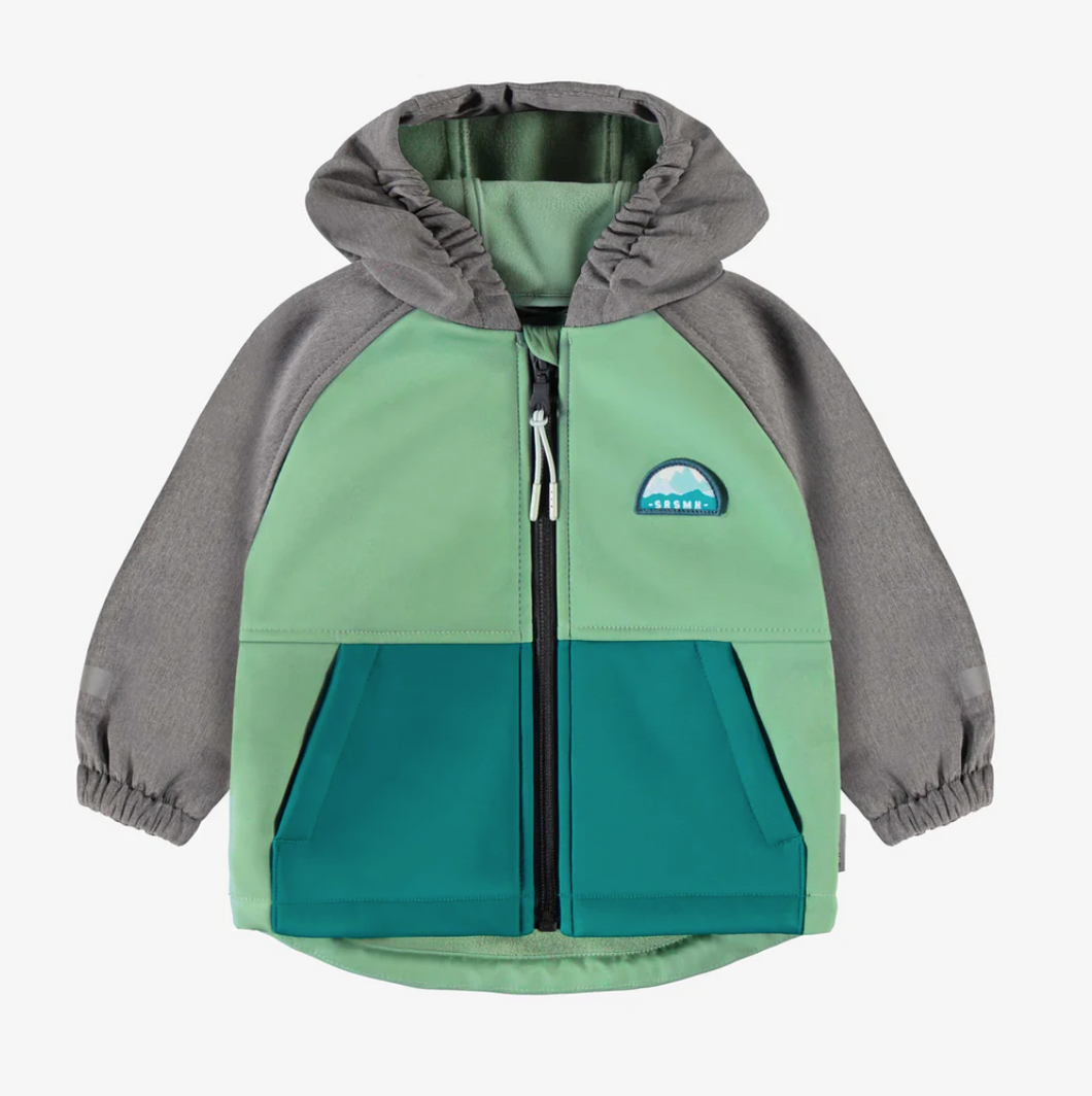 Souris Mini Turquoise Grey Soft Shell Toddler Jacket