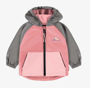 Souris Mini Pink Grey Soft Shell Toddler Jacket