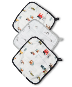 Loulou Lollipop Happy Trucks 3 Piece Washcloth Set