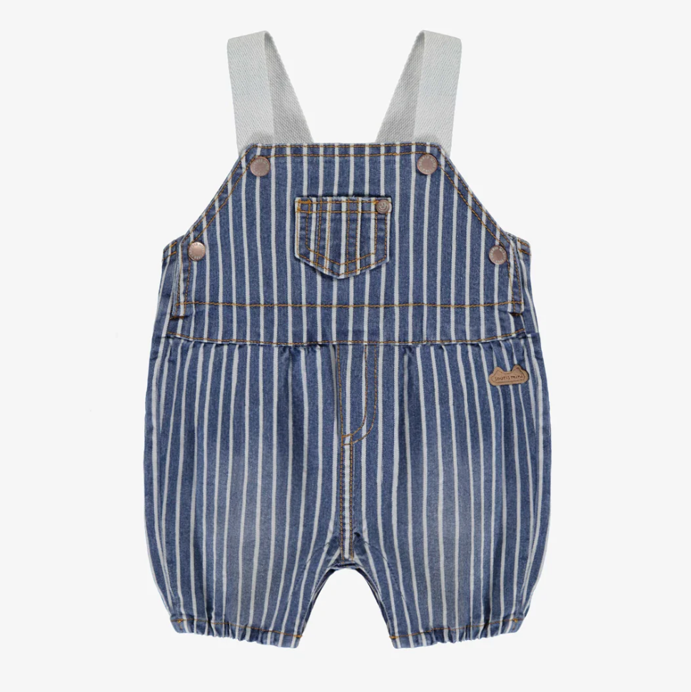 Souris Mini Blue/White Railroad Denim Overalls